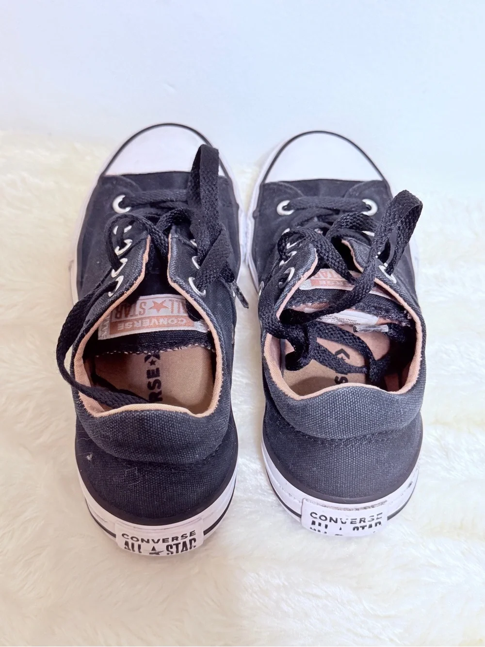 Converse Girl's CTAS Madison OX Black/Rust Pink/White Sneakers - Size 1